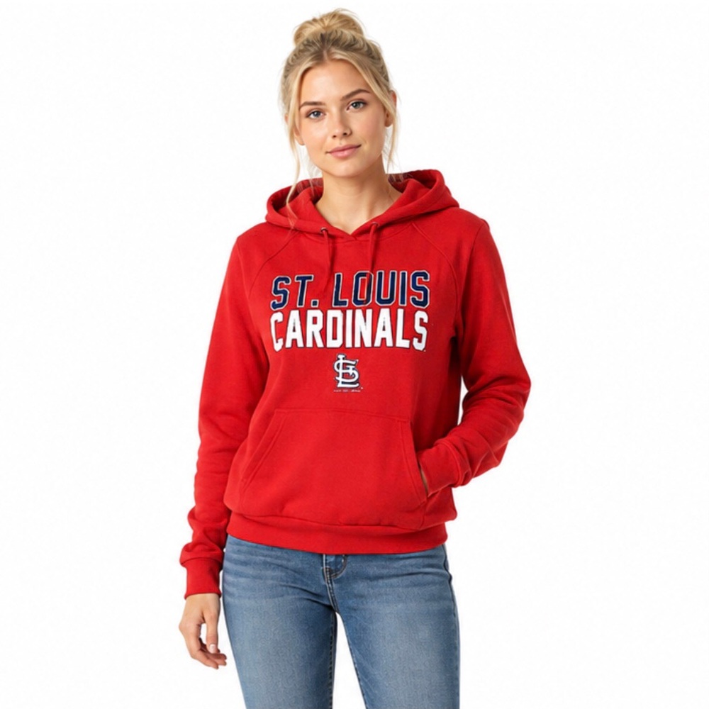St Louis Cardinals Womens Hoodie Size XS Red Sweatshirt Silver Sparkle Logo